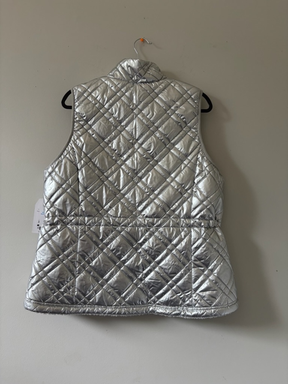 Time and Tru Metallic Silver Quilted Puffer Vest - Picture 2 of 2
